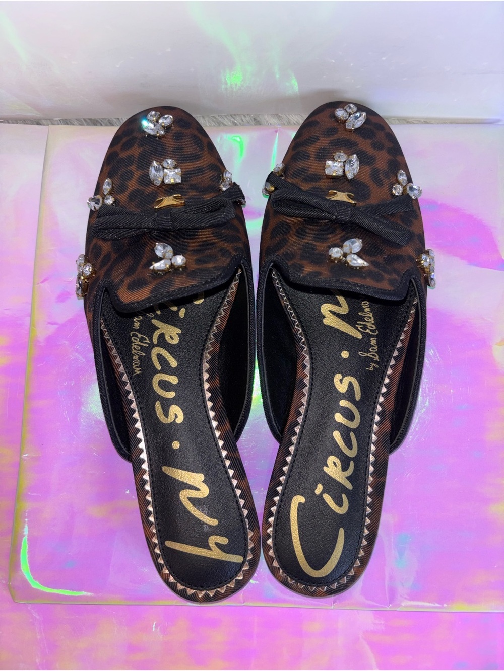 Circus by Sam Edelman Leopard Crystal-Embellished Slip-On Mules - Brown - Picture 10 of 13
